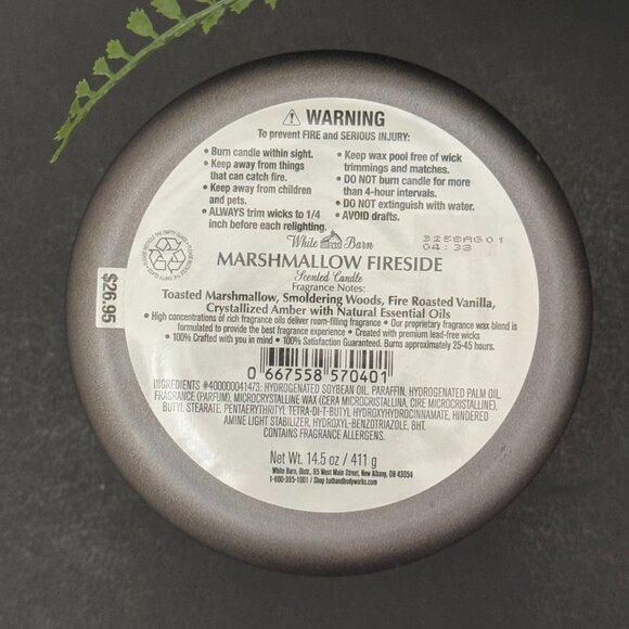 BBW Marshmallow Fireside White Barn Bath & Body Works 3 Wick Candle - Picture 10 of 10